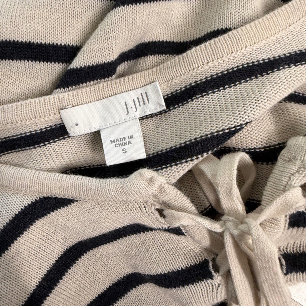 J. Jill Sweater‎ Top Womens S Navy Striped Pullover Nautical Minimalist Coastal - Picture 3 of 12